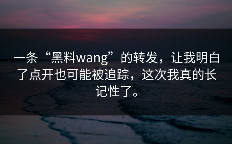 一条“黑料wang”的转发，让我明白了点开也可能被追踪，这次我真的长记性了。