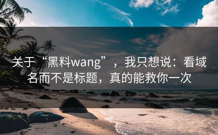 关于“黑料wang”,我只想说:看域名而不是标题,真的能救你一次 关于“黑料wang”,我只想说:看域名而不是标题,真的能救你一次