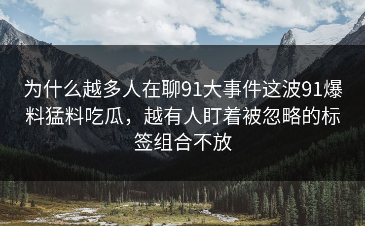 为什么越多人在聊91大事件这波91爆料猛料吃瓜，越有人盯着被忽略的标签组合不放